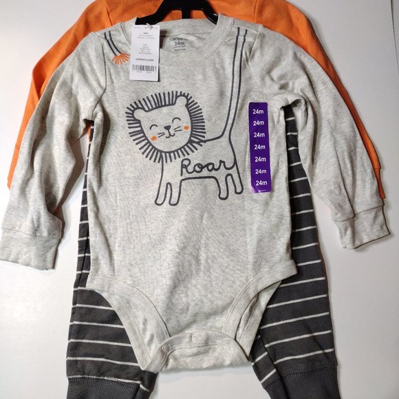 Carter's Baby boy 3-Piece set, size 24 months, Orange and grey - Picture 1 of 9